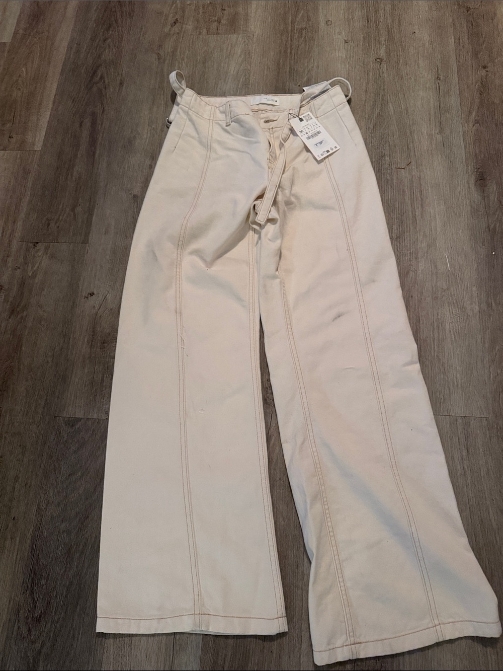 Zara Cream Wide Leg Jeans